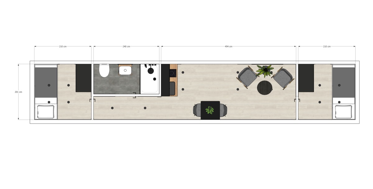 TS4.1 | 40FT HC nakliye yük Konteyner Ev 40 m²