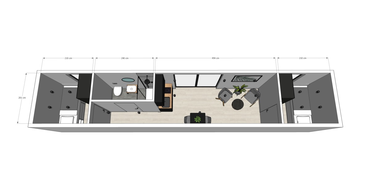 TS4.1 | 40FT HC nakliye yük Konteyner Ev 40 m²