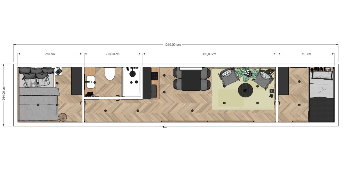 TS4.4 | 40 FT HC Yük Konteyner Ev 40 m2