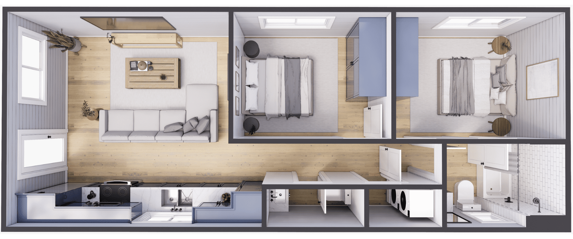 İZ-L2x40L FT Konteyner Ev | 59 m² | 2 Yatak Odalı