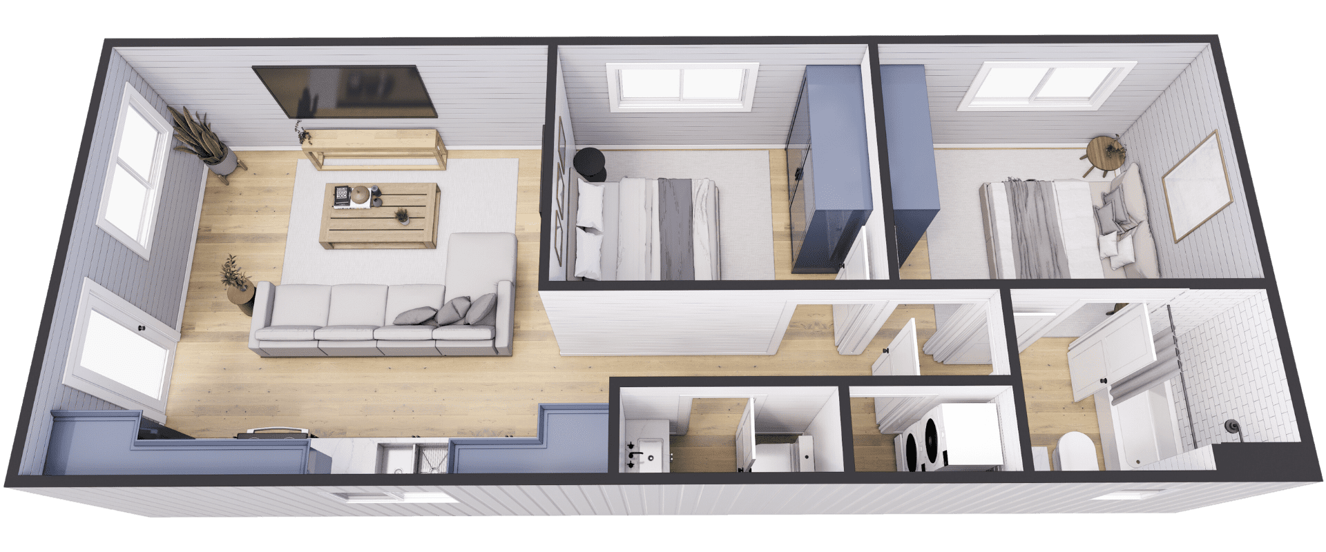 İZ-L2x40L FT Konteyner Ev | 59 m² | 2 Yatak Odalı